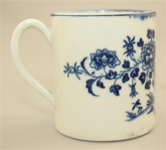 A Worcester Three Ladies pattern coffee can, c.1780, 6.1cm